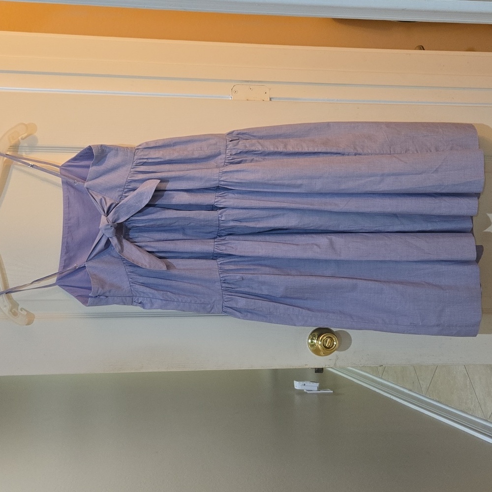 J. Crew Tie-Back Tiered Cotton Poplin Dress GUC - Picture 5 of 10
